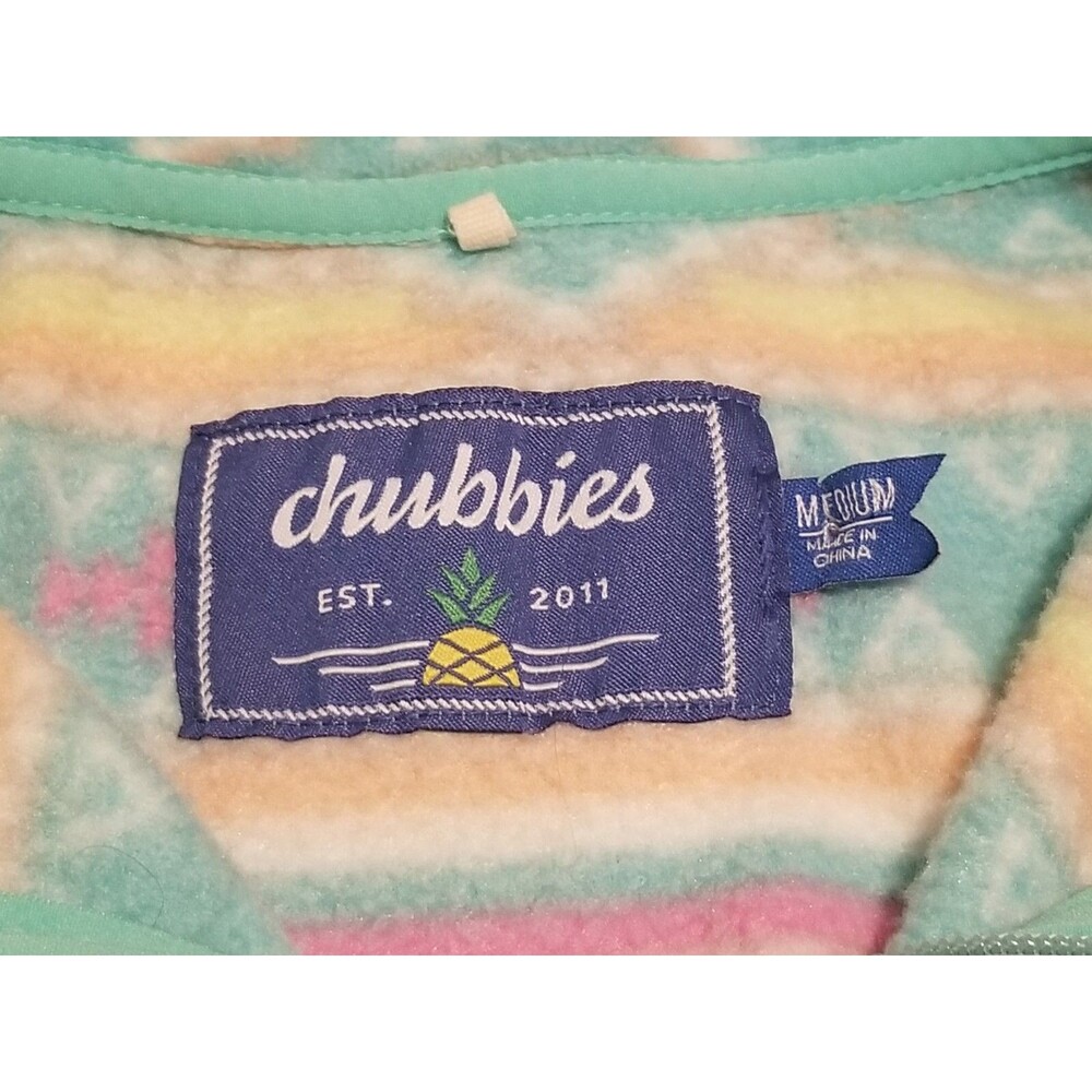 Chubbies Fleece Men's Medium Teal Aztec Flame Commander Pullover 1/4 Zip Blanket - Picture 5 of 6
